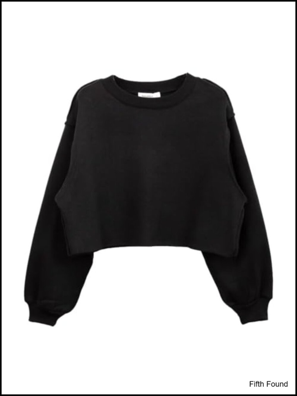 Women's Fleece Cropped Raw Cut Crewneck Sweatshirt Heavyweight Relaxed Fit